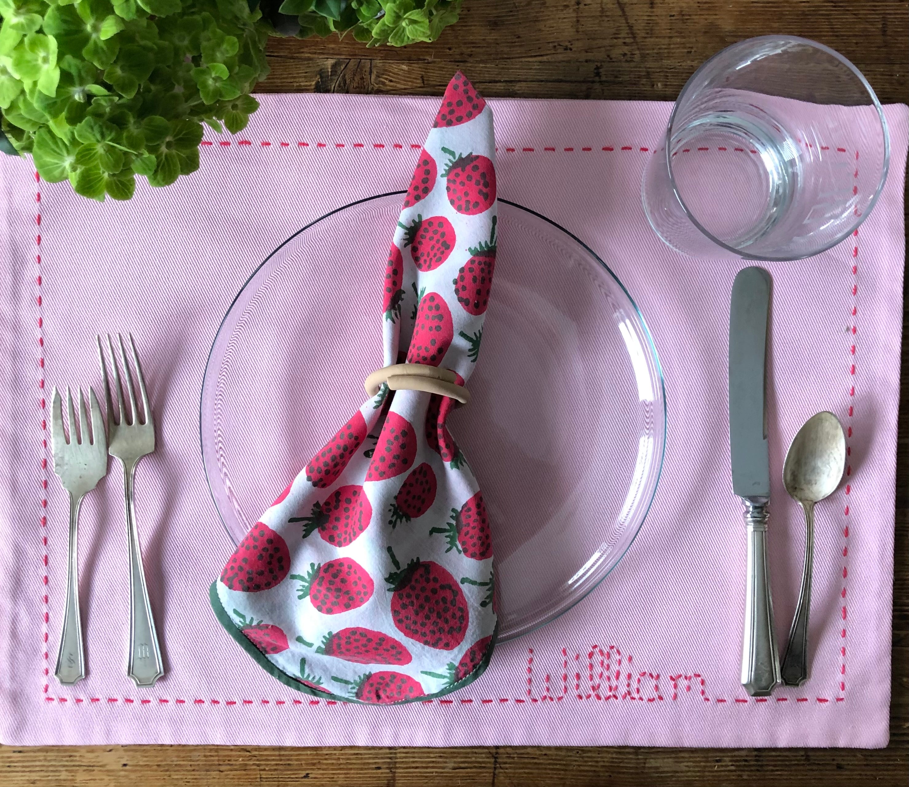 Light Pink Placemat with Custom Name in Pink