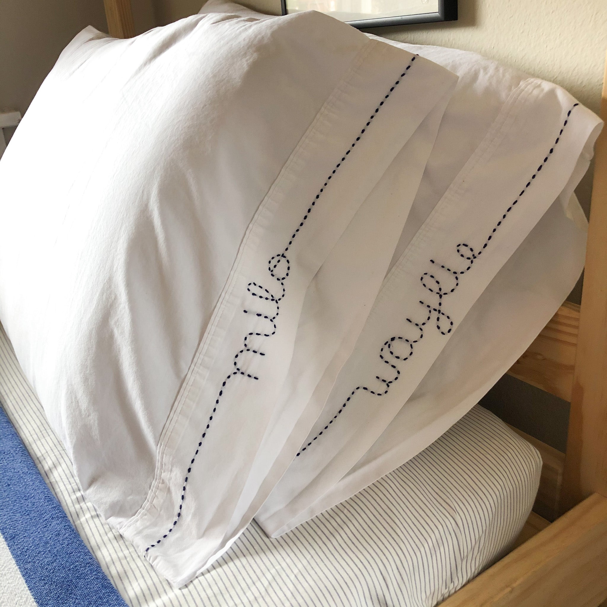 Embroidered linen hotsell pillow cases